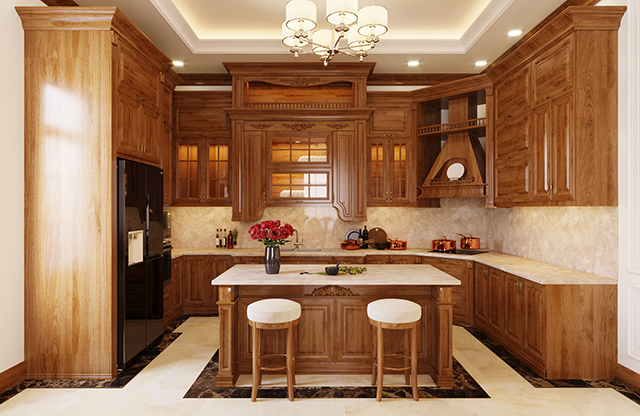 Thiết kế nội thất phòng khách biệt thự cổ điển 102m2 ở Dương Nội