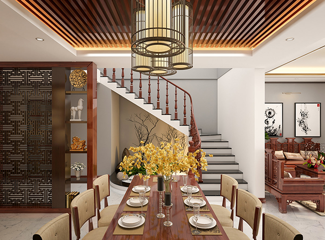 Thiết kế phòng bếp nhà liền kề 3 tầng ở Dương Nội