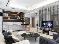 Thiết kế nội thất phòng khách hiện đại thoáng mát tại chung cư Hoài Đức, Hà Nội