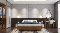 Thiết kế phòng ngủ hiện đại thuộc nhà liền kề Nguyễn Xiển với tone màu nâu gỗ