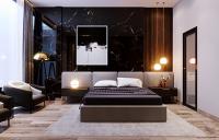 Thiết kế nội thất phòng ngủ master sang trọng và ấm cúng theo phong cách hiện đại ở biệt thự Nam An Khánh