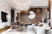 Phong cách hiện đại trong thiết kế nội thất phòng khách ở căn hộ chung cư Hoàng Mai