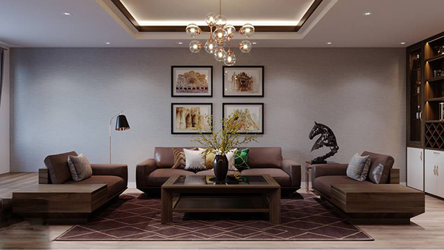 Thiết kế phòng khách chung cư Thanh Xuân mang phong cách thiết kế hiện đại.