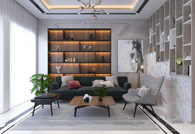 Thiết kế nội thất nhà liền kề 98m2 phong cách hiện đại tại Hoài Đức, Hà Nội