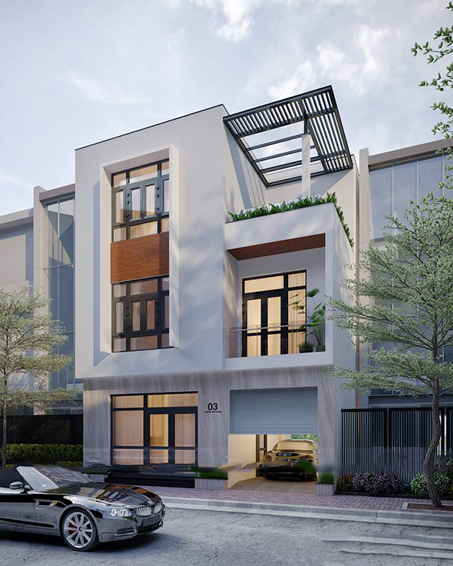 Dự án Thiết kế nhà liền kề 120m2 phong cách hiện đại tại Hoài Đức, Hà Nội