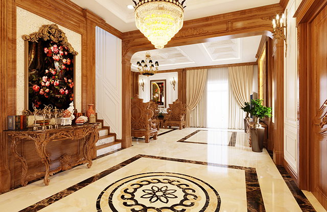 Thiết kế biệt thự cổ điển 3 tầng 102m2 ở Dương Nội