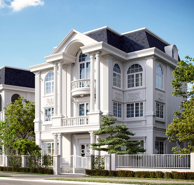 Thiết kế biệt thự cổ điển 3 tầng 102m2 ở Dương Nội