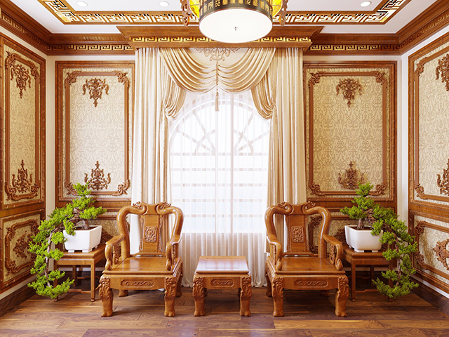 Thiết kế biệt thự cổ điển 3 tầng 102m2 ở Dương Nội