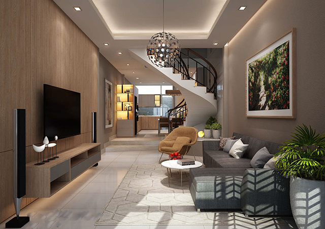 Thiết kế nội thất nhà liền kề 2 tầng ở Dương Nội có 2 phòng ngủ
