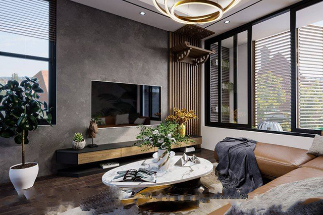 Thiết kế nội thất biệt thự phố 3 tầng ở Nam An Khánh với không gian xanh ấn tượng