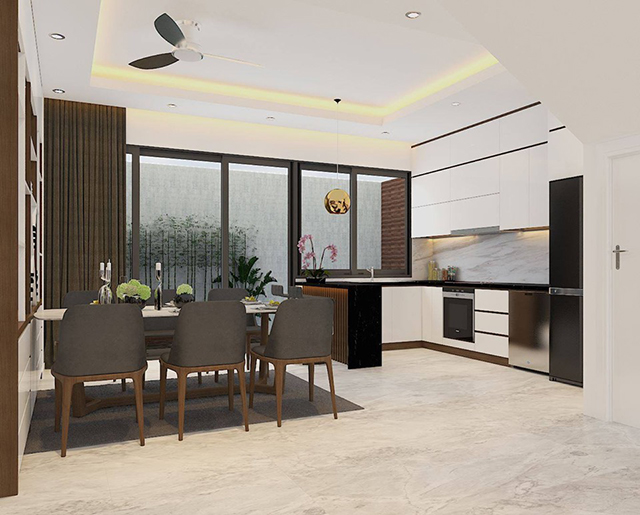 Thiết kế nội thất nhà liền kề 4 tầng ở Nam An Khánh theo phong cách hiện đại