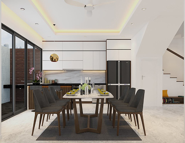 Thiết kế nội thất nhà liền kề 4 tầng ở Nam An Khánh theo phong cách hiện đại